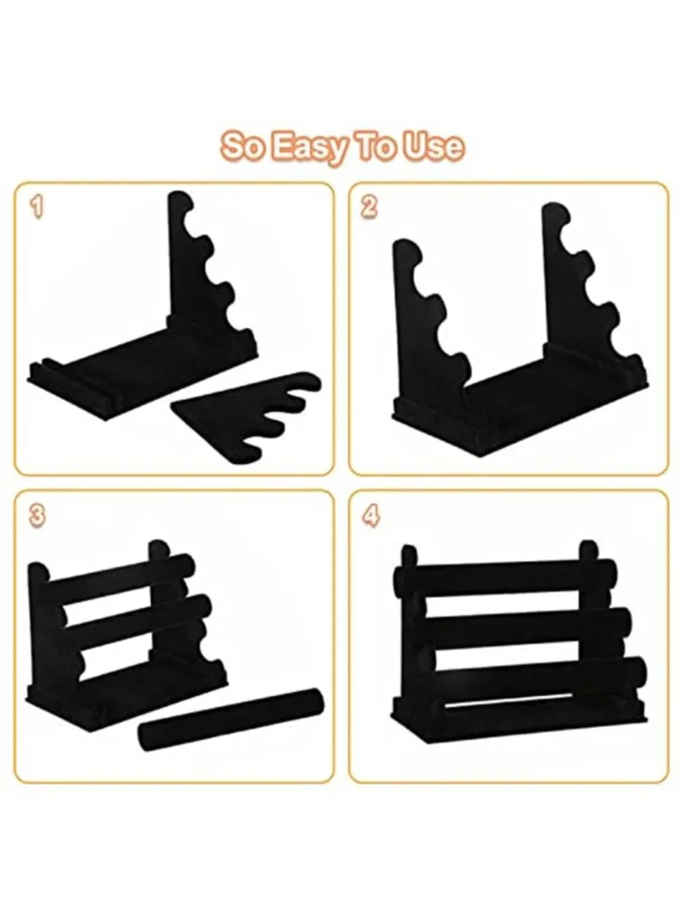 Velvet Bracelet Holder with 3 Tier Rack, Black Detachable Jewelry Display Stand